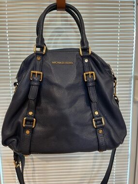 Michael Kors Bedford Dome Satchel Bag with Gold Hardware